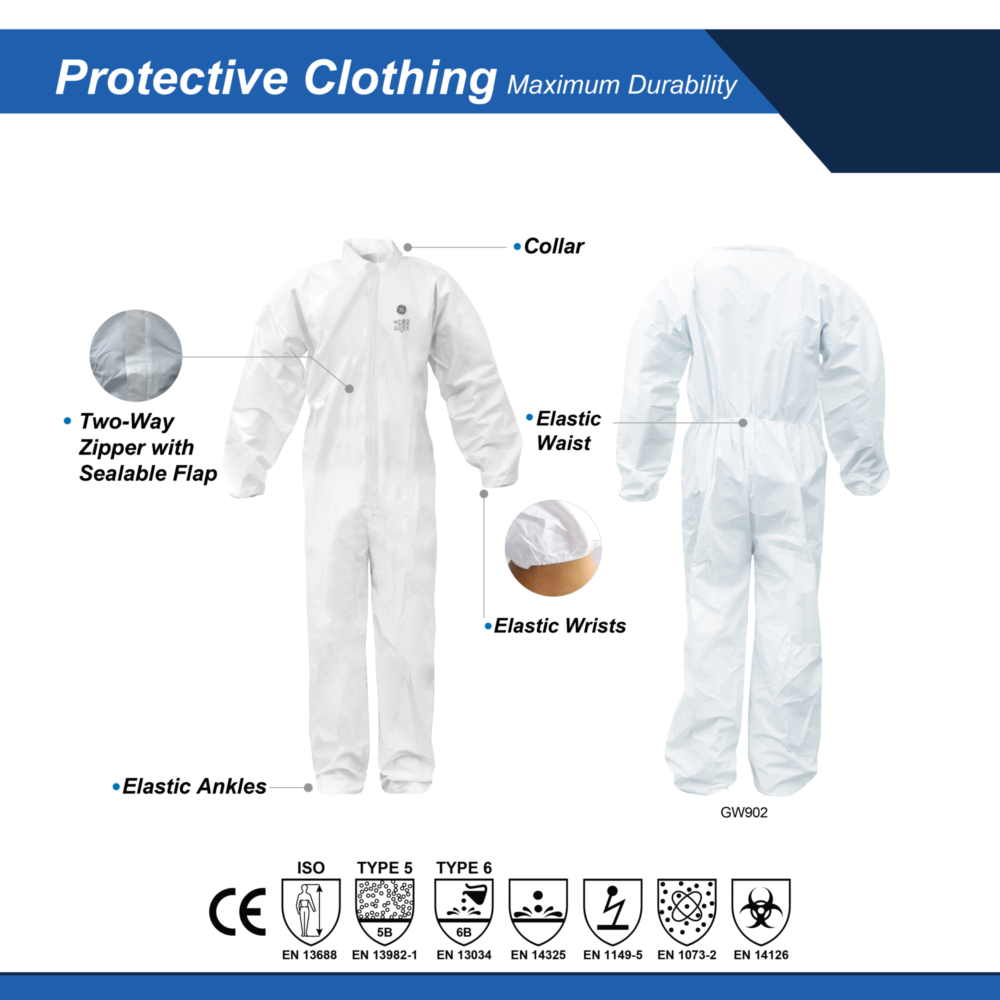 General Electric Microporous Protective Coverall, w/Collar 2XL